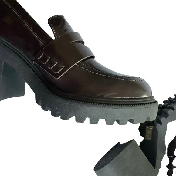 Aldo Brown Chunky Heel Loafers Womens Size 8.5 Block Platform Lug Sole Y2K 90s - Picture 8 of 10